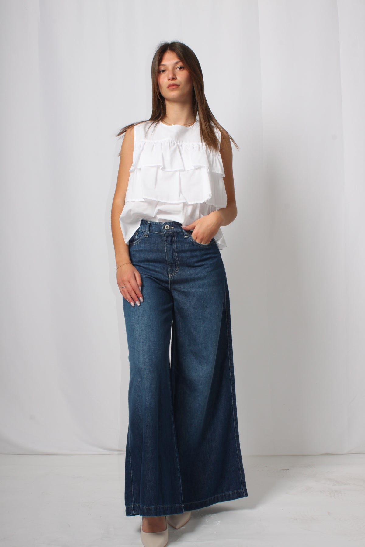 Jeans Please Wide Leg a Vita Alta