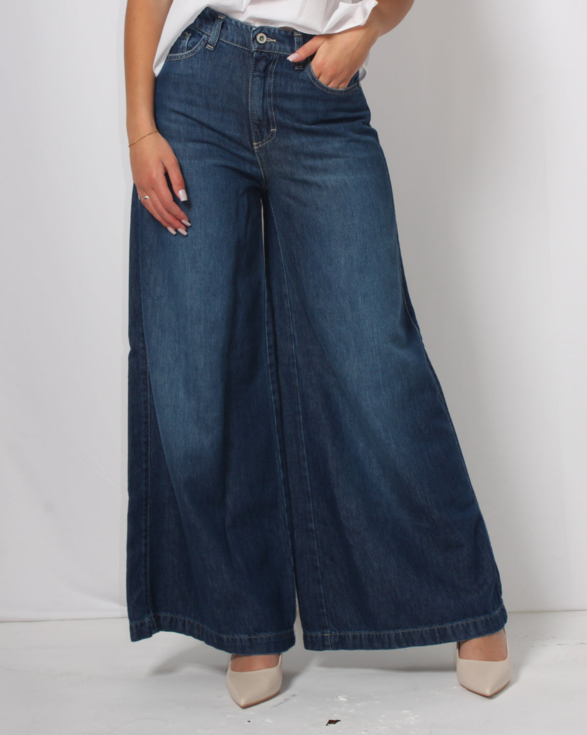 Jeans Please Wide Leg a Vita Alta