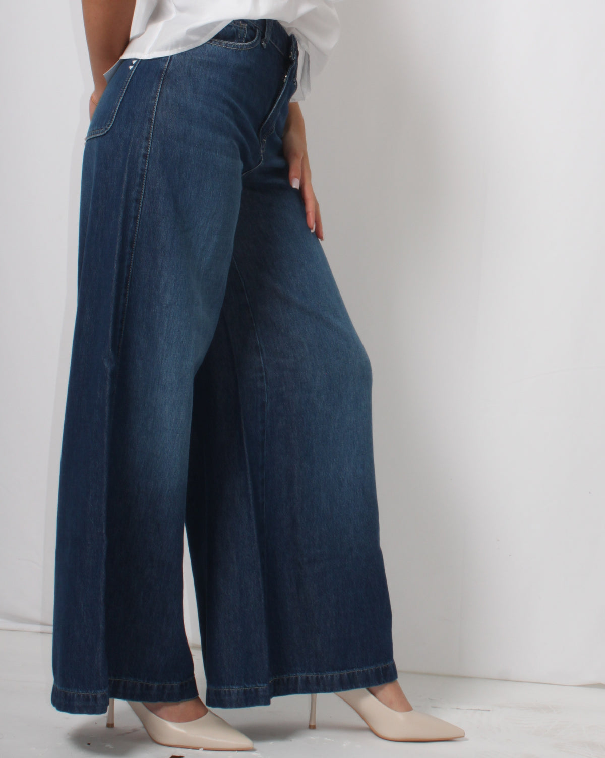 Jeans Please Wide Leg a Vita Alta