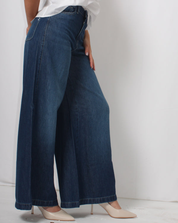 Jeans Please Wide Leg a Vita Alta