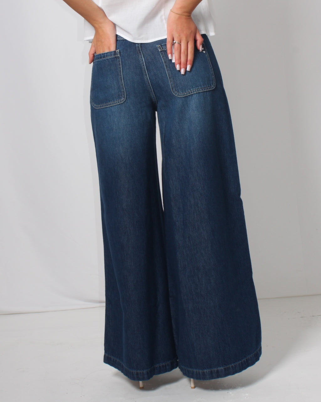 Jeans Please Wide Leg a Vita Alta