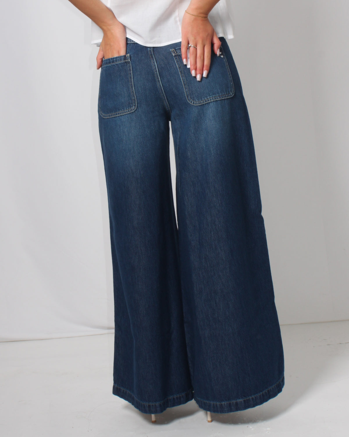 Jeans Please Wide Leg a Vita Alta