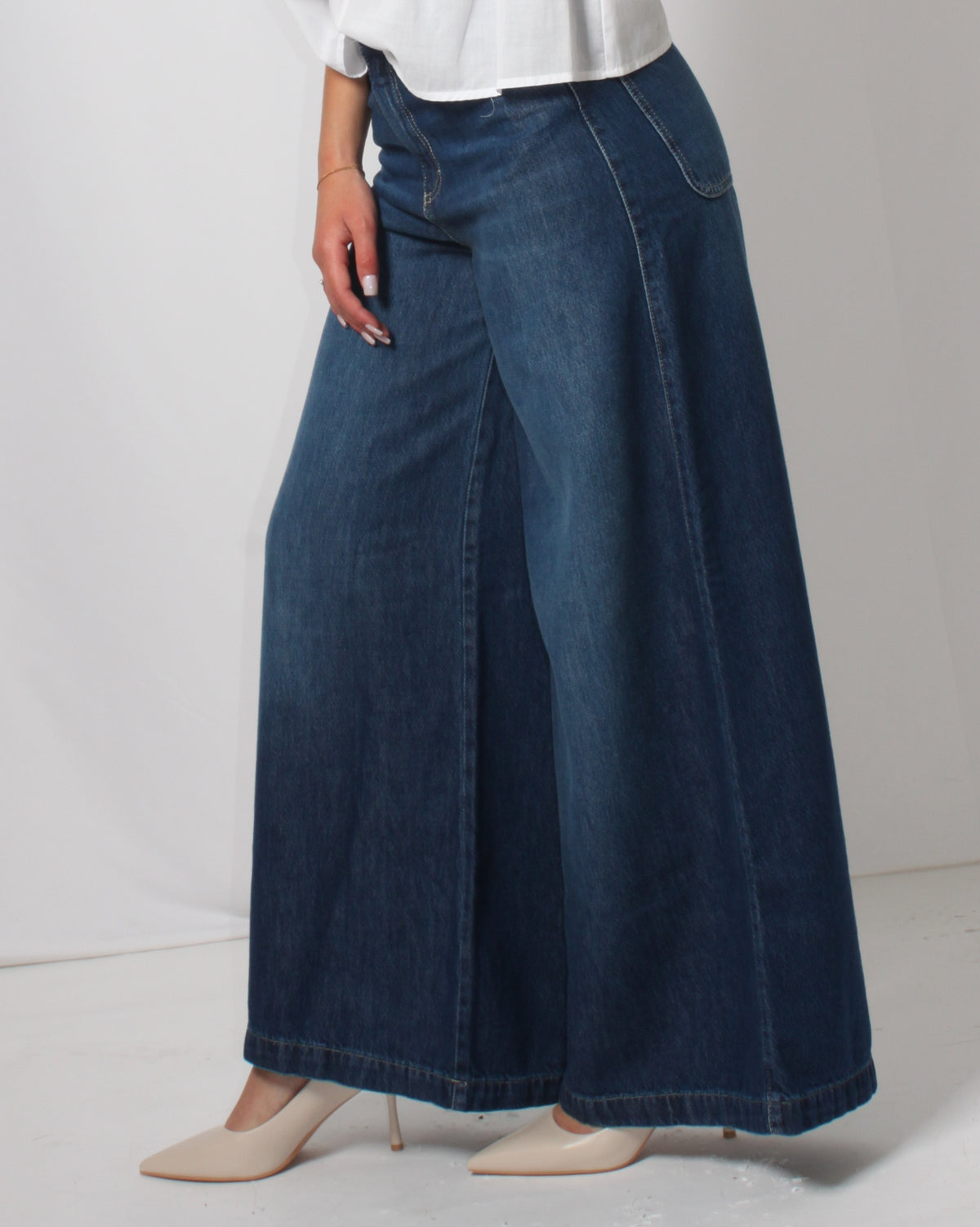 Jeans Please Wide Leg a Vita Alta