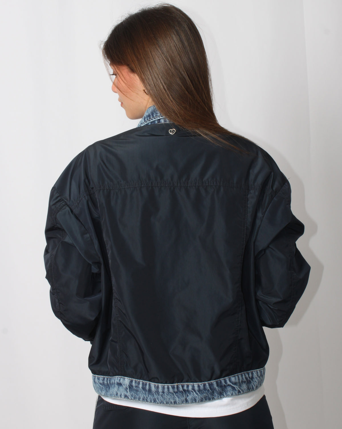Giacca  Please Ibrida Denim & Nylon - Blu