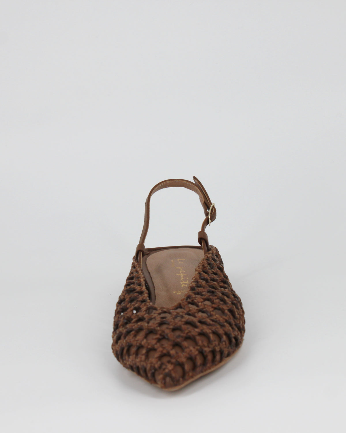 Sandalo Slingback Intrecciato in Pelle – Sigaro