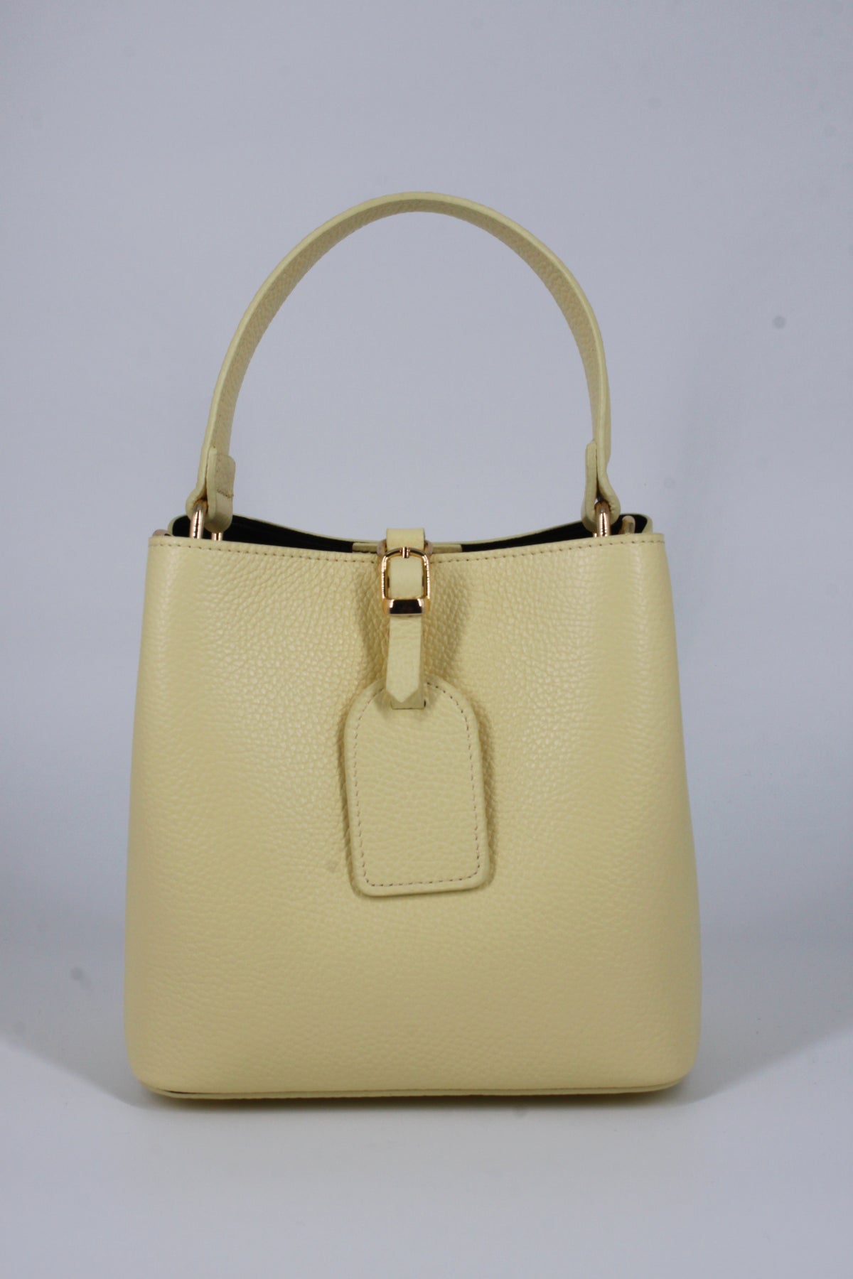 Borsa a Secchiello in Vera Pelle - Giallo