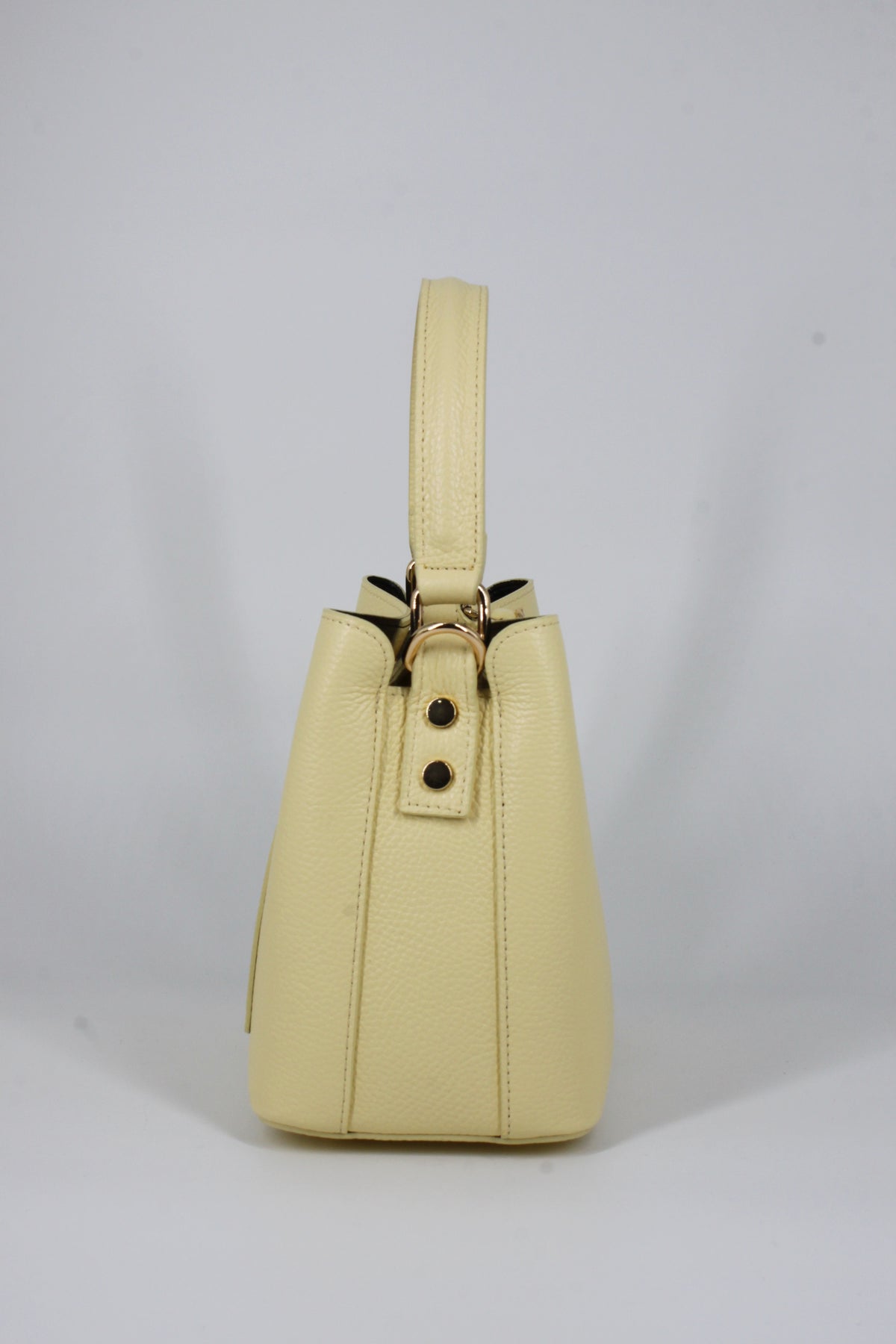 Borsa a Secchiello in Vera Pelle - Giallo