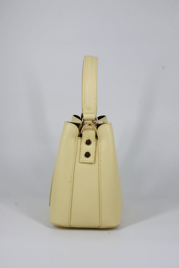 Borsa a Secchiello in Vera Pelle - Giallo