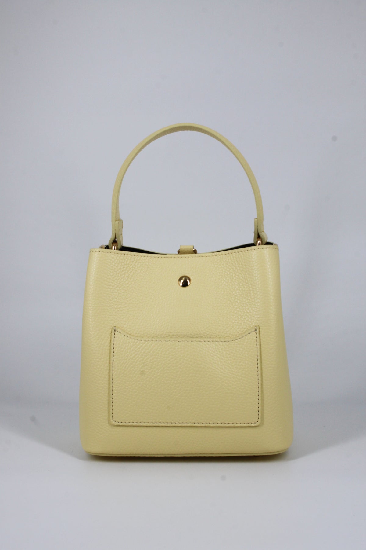 Borsa a Secchiello in Vera Pelle - Giallo