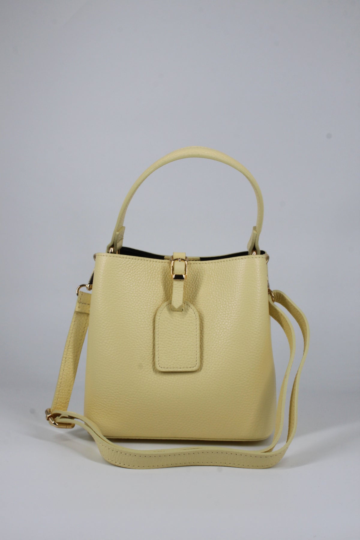 Borsa a Secchiello in Vera Pelle - Giallo