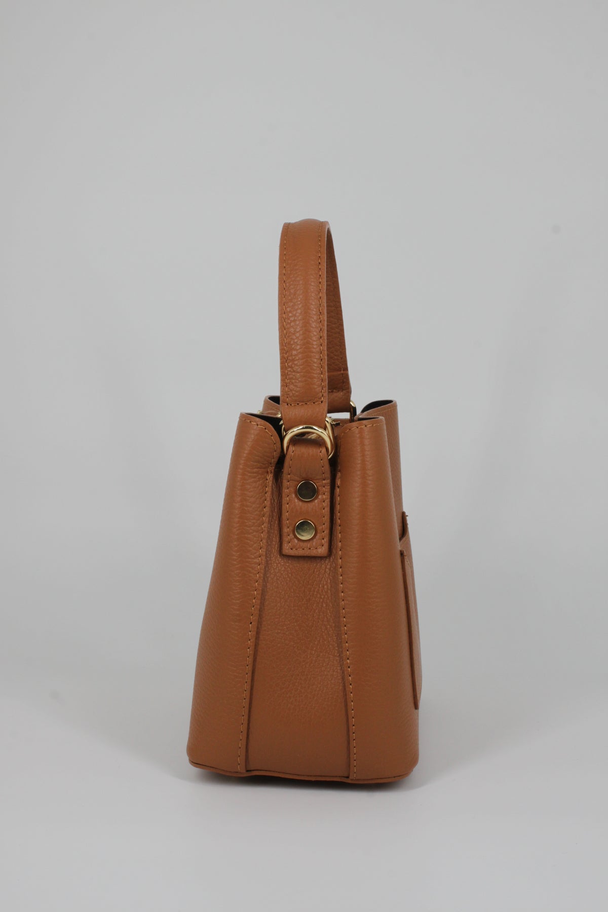 Borsa a Secchiello in Vera Pelle - Cuoio