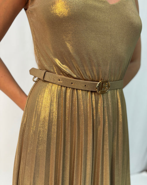 Abito Laura Biagiotti Lungo Plissé Lurex - Oro