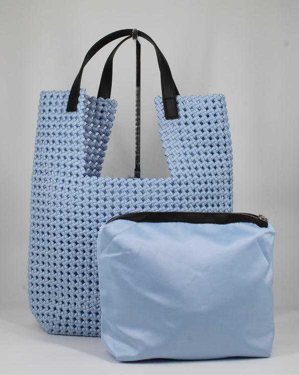 Maxi Tote Bag Intrecciata – Azzurro