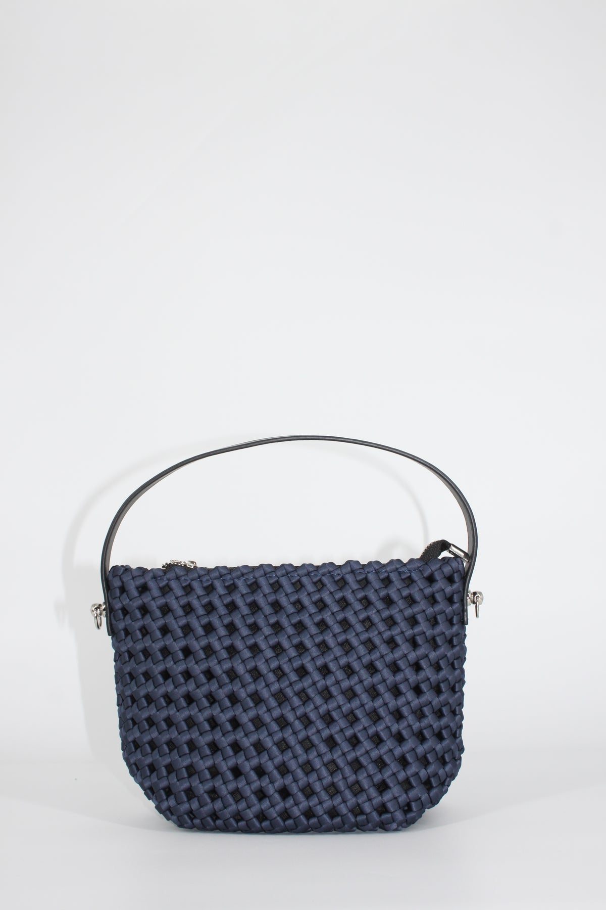 Borsa a Secchiello Intrecciata con Tracolla – Blu
