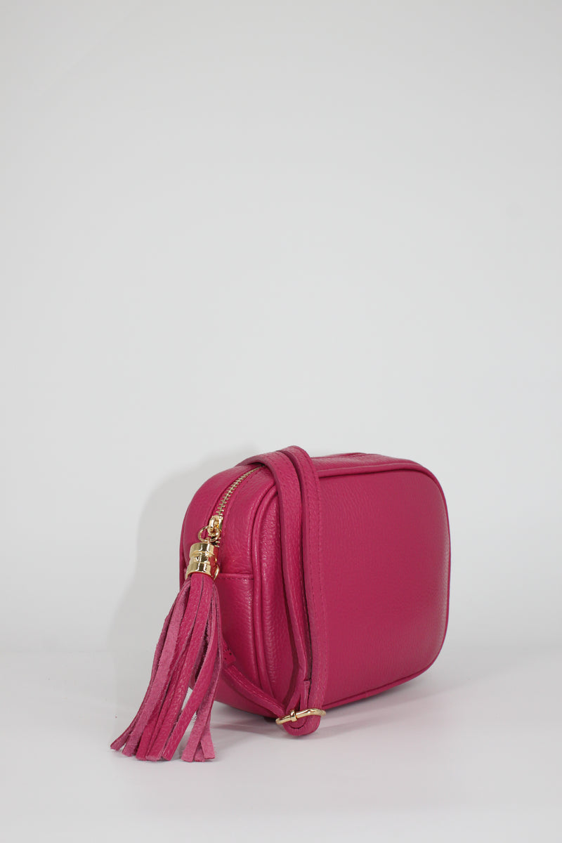 Borsa a Tracolla in Pelle con Nappa – Fucsia