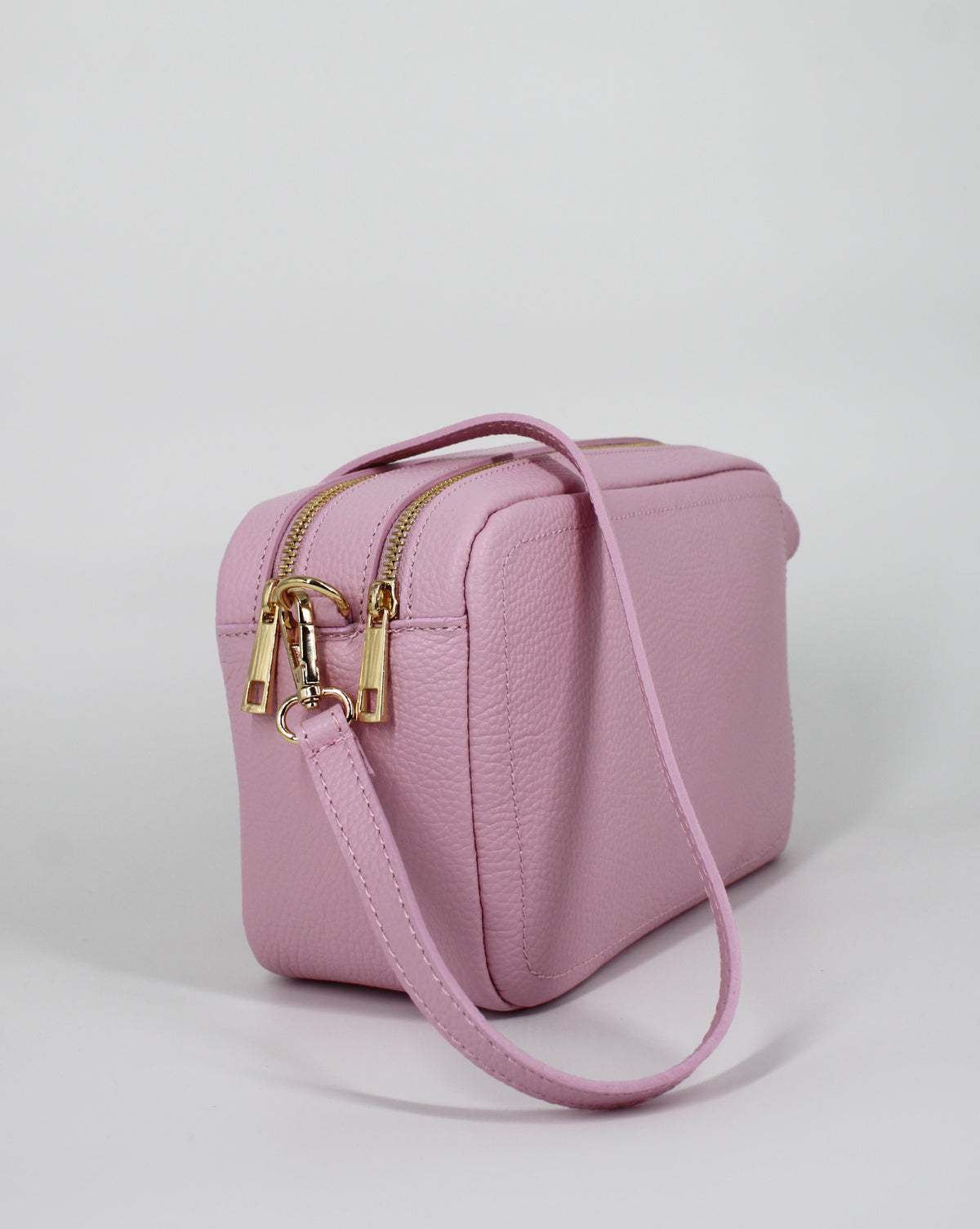 Borsa in vera pelle con doppio scomparto - Rosa Chiaro