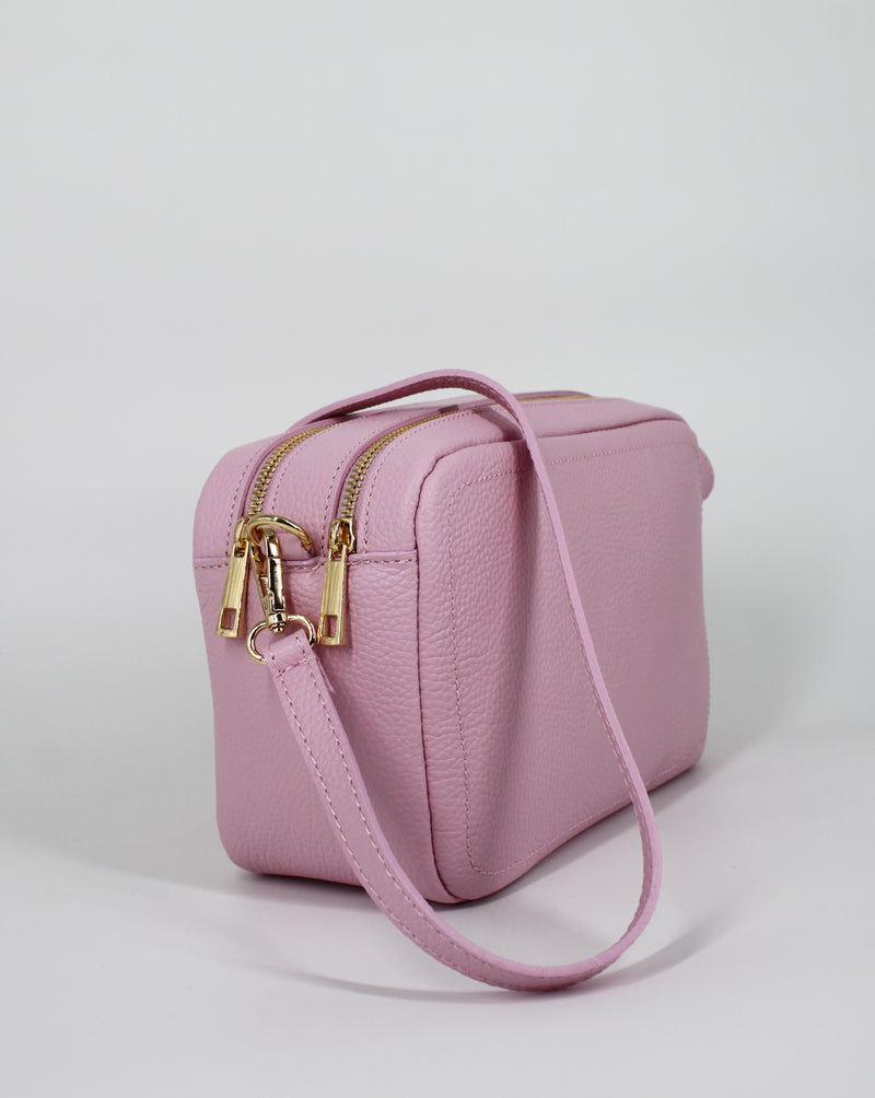 Borsa in vera pelle con doppio scomparto - Rosa Chiaro