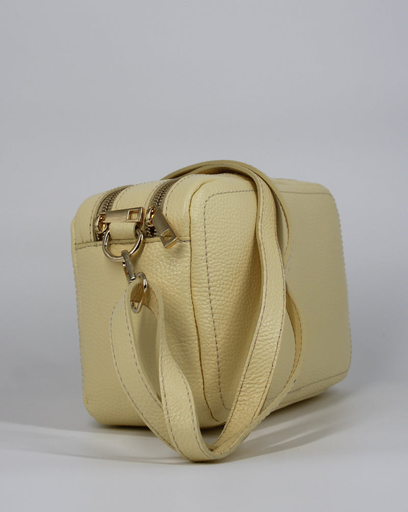 Borsa in vera pelle con doppio scomparto - Giallo