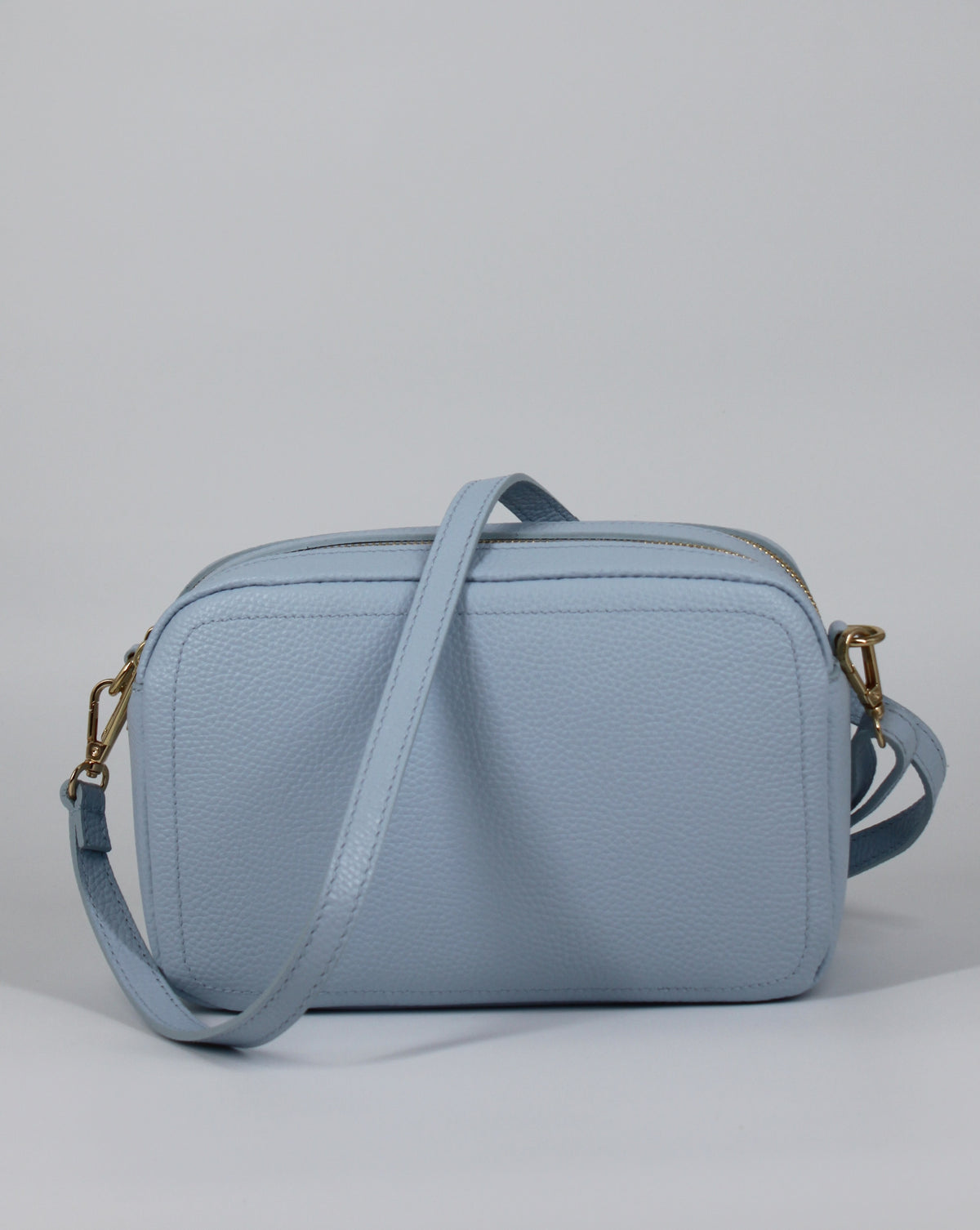 Borsa in vera pelle con doppio scomparto - Azzurro