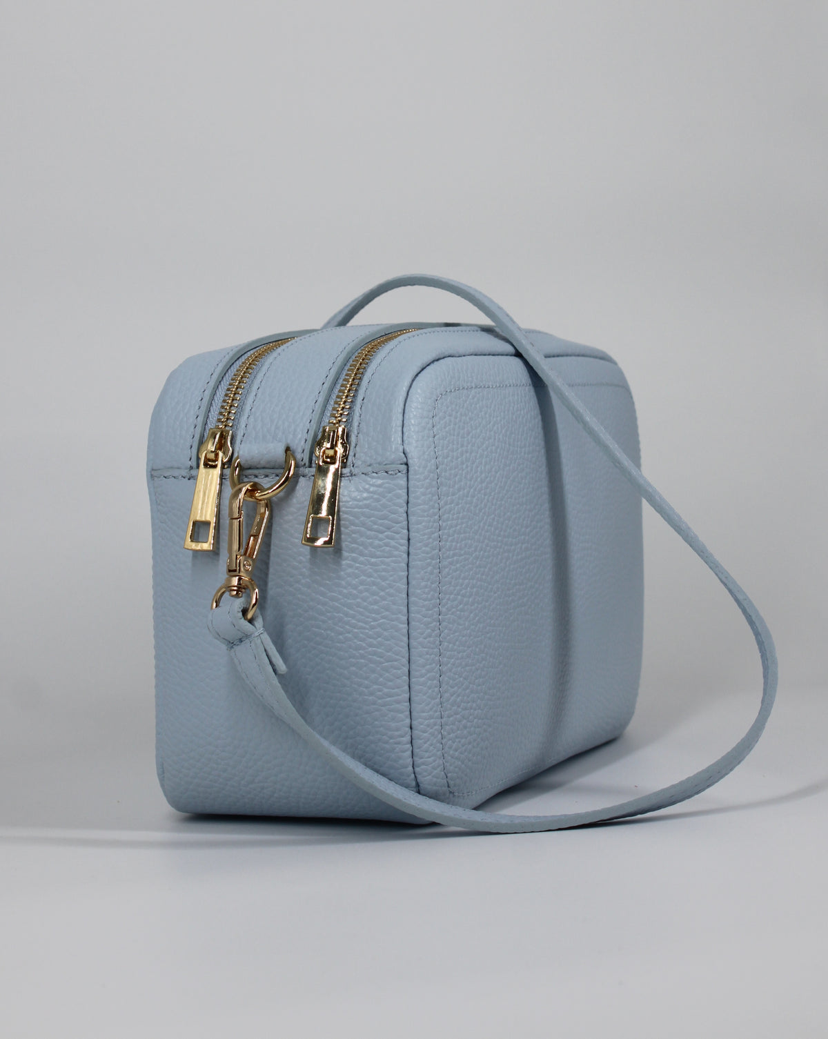 Borsa in vera pelle con doppio scomparto - Azzurro