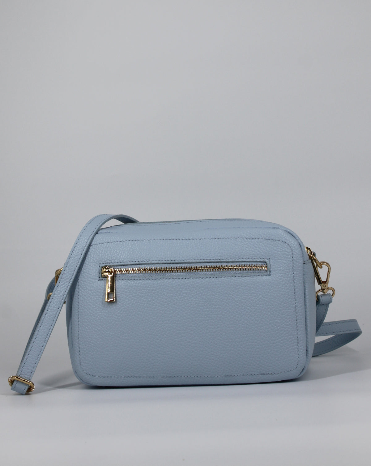 Borsa in vera pelle con doppio scomparto - Azzurro