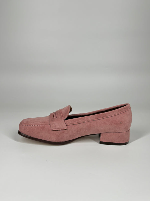 Mocassino in camoscio - Rosa antico