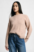 Maglione girocollo regular con polsini a costine - Rosa