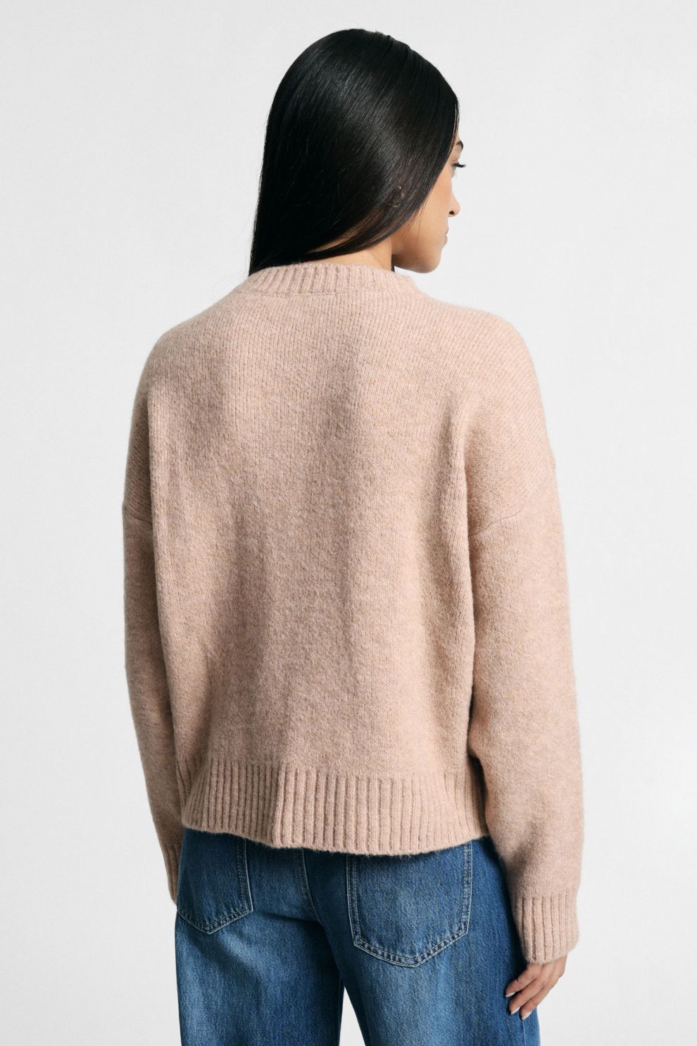 Maglione girocollo regular con polsini a costine - Rosa