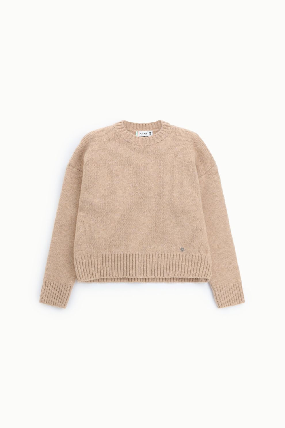 Maglione girocollo regular con polsini a costine - Rosa