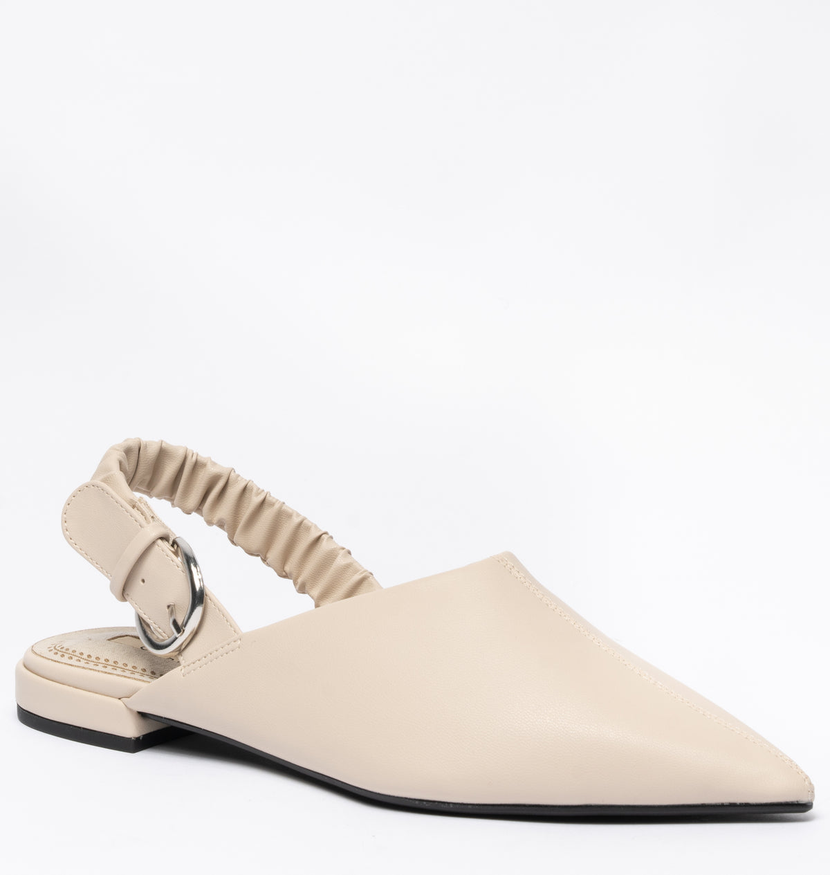 Sabot a punta Con Cinturino arricciato regolabile - Beige