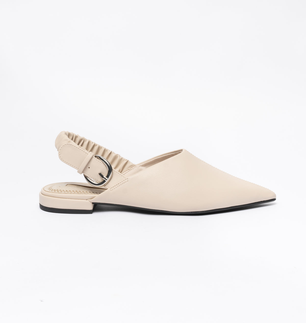 Sabot a punta Con Cinturino arricciato regolabile - Beige