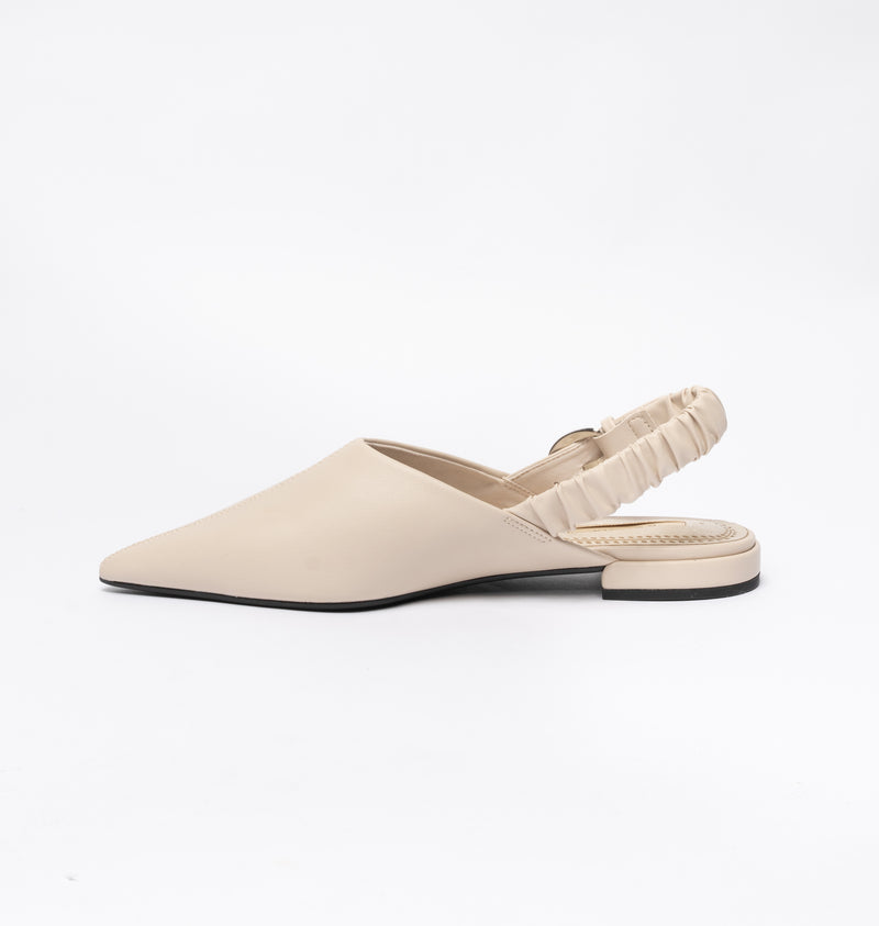 Sabot a punta Con Cinturino arricciato regolabile - Beige