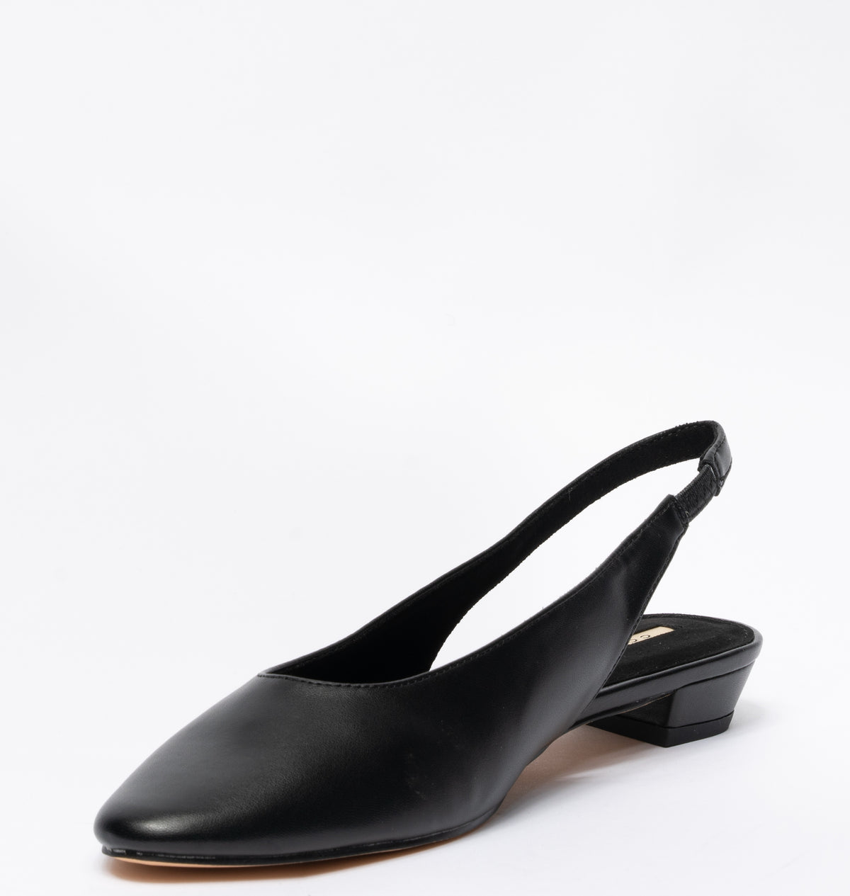 Ballerina in ecopelle a punta rotonda con cinturino elastico - Nero