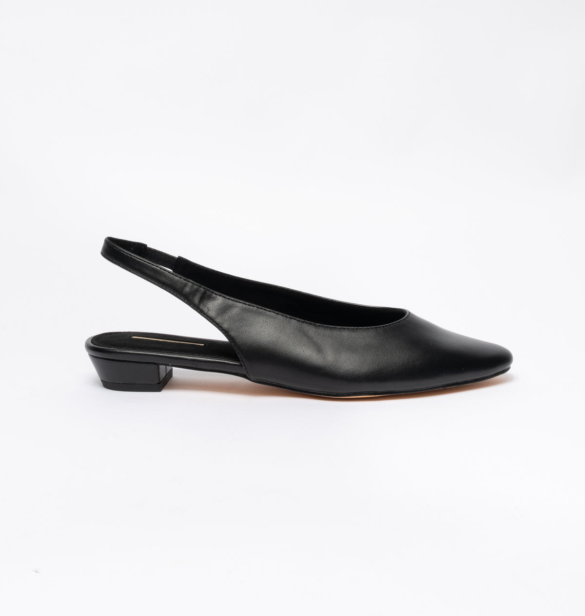Ballerina in ecopelle a punta rotonda con cinturino elastico - Nero