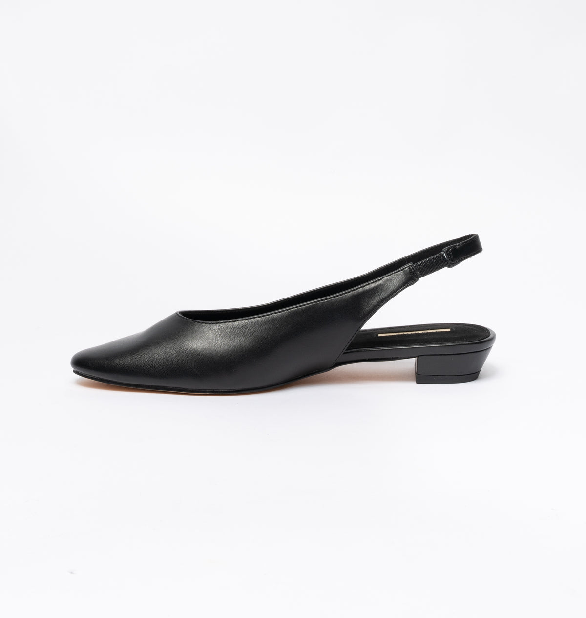 Ballerina in ecopelle a punta rotonda con cinturino elastico - Nero