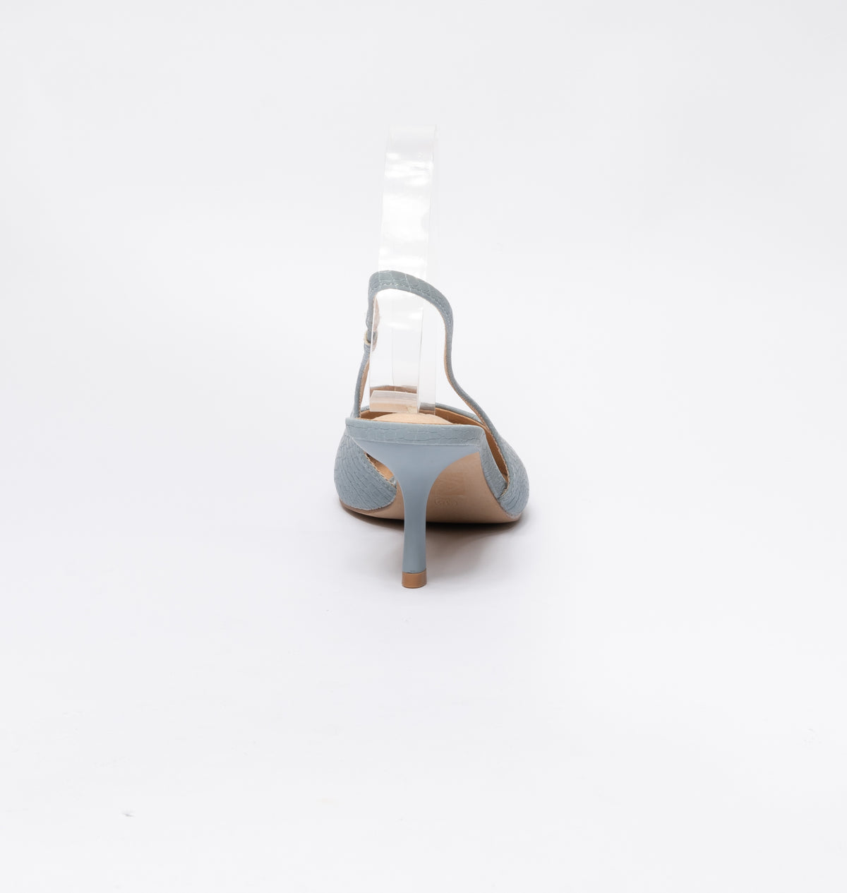 Scarpe donna a punta slingback pitonata - Celeste