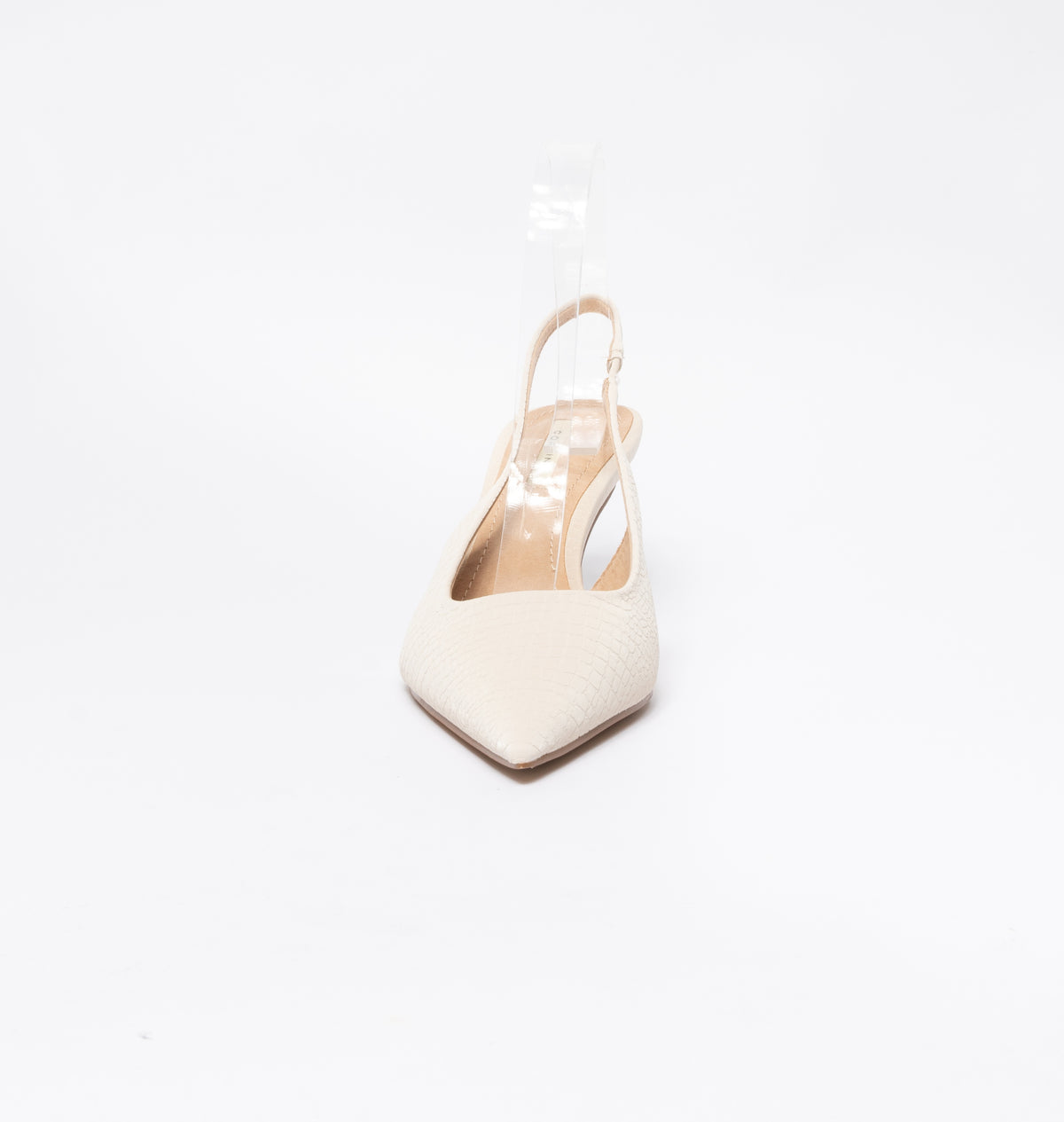 Scarpe donna a punta slingback pitonata - Beige