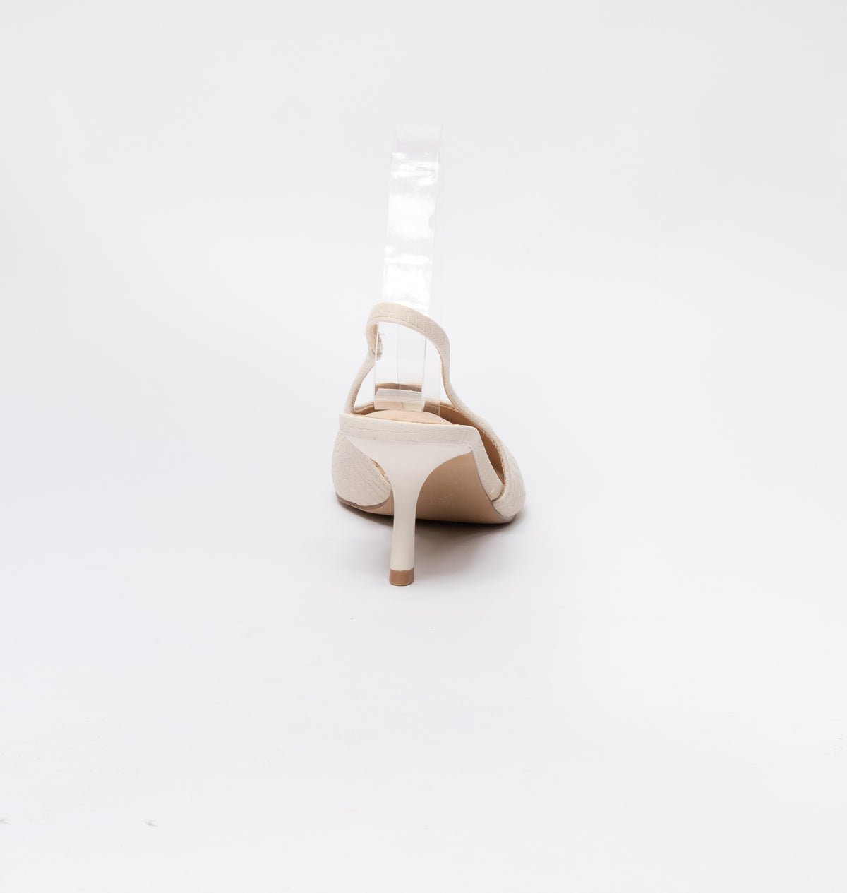 Scarpe donna a punta slingback pitonata - Beige