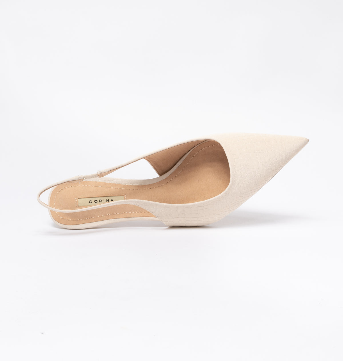 Scarpe donna a punta slingback pitonata - Beige
