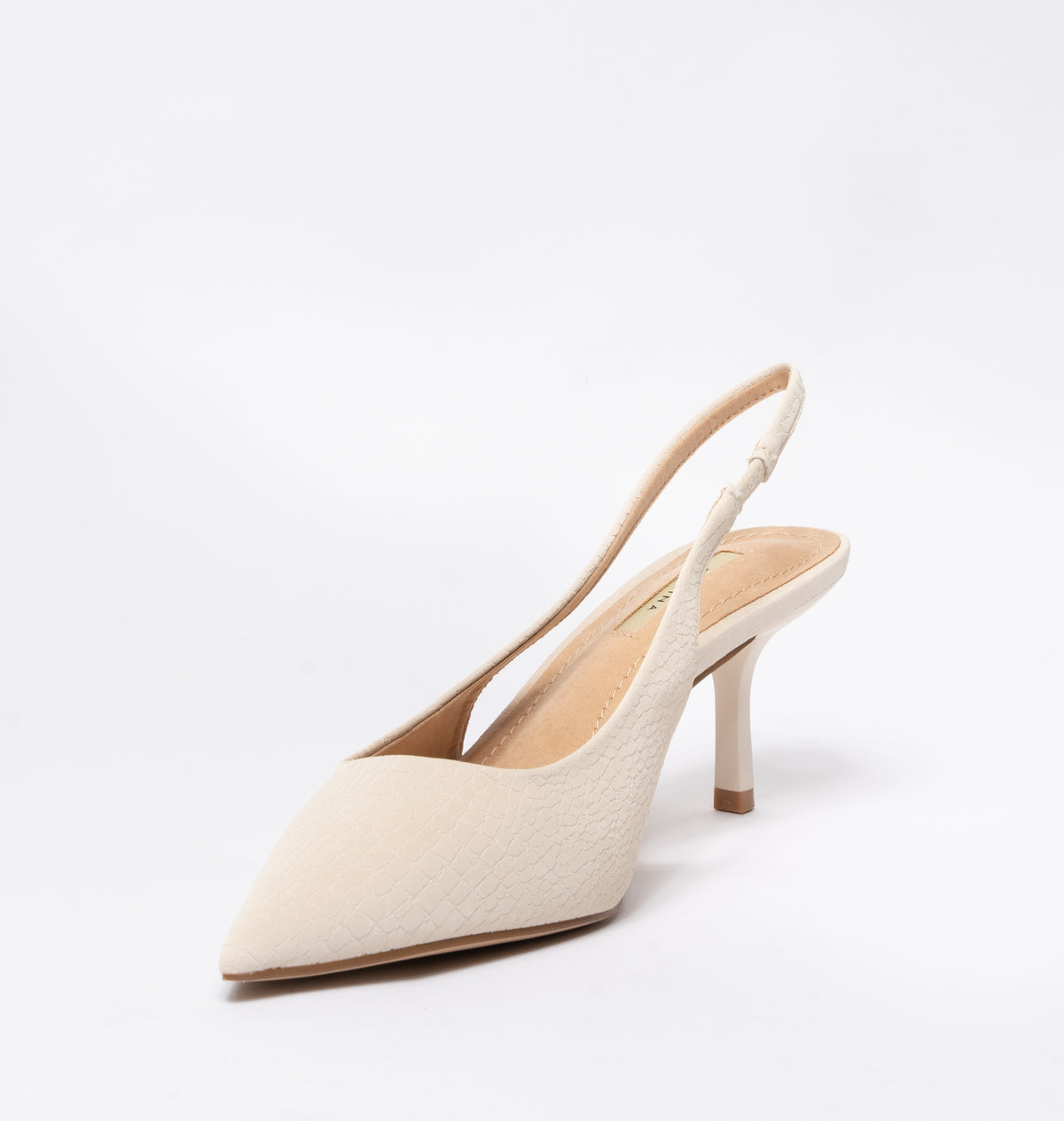 Scarpe donna a punta slingback pitonata - Beige