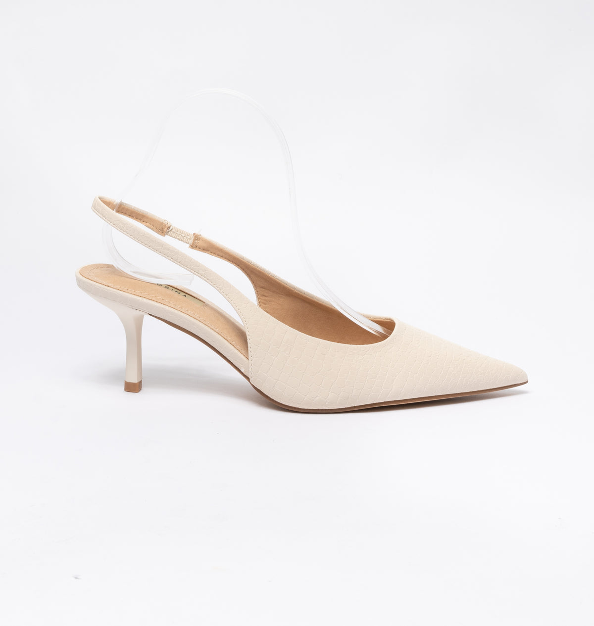 Scarpe donna a punta slingback pitonata - Beige