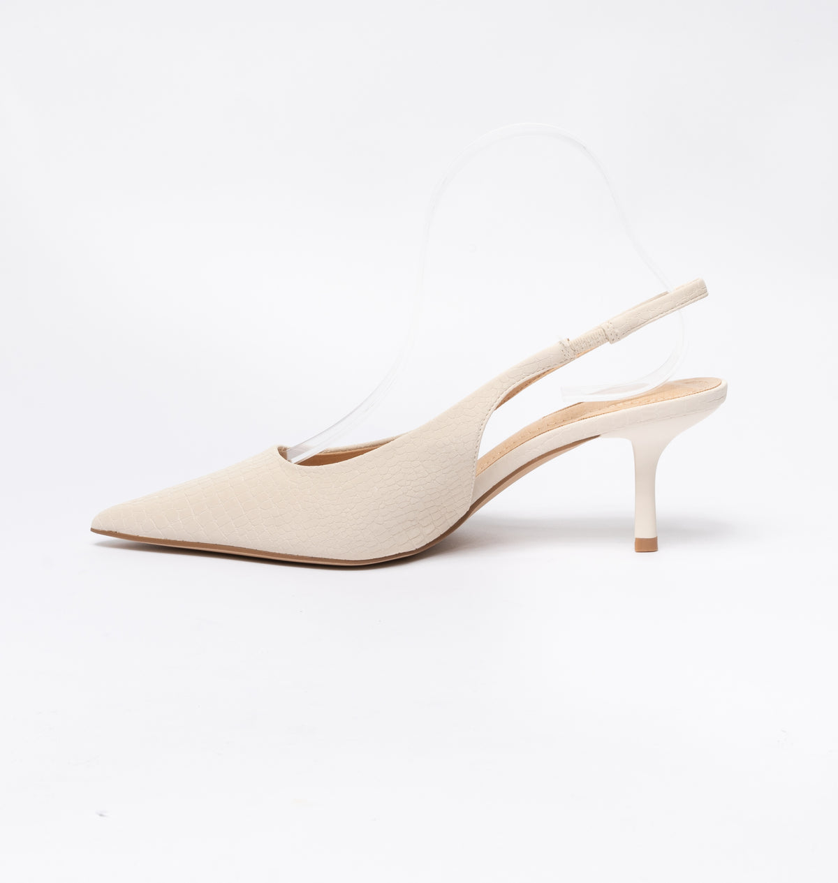 Scarpe donna a punta slingback pitonata - Beige