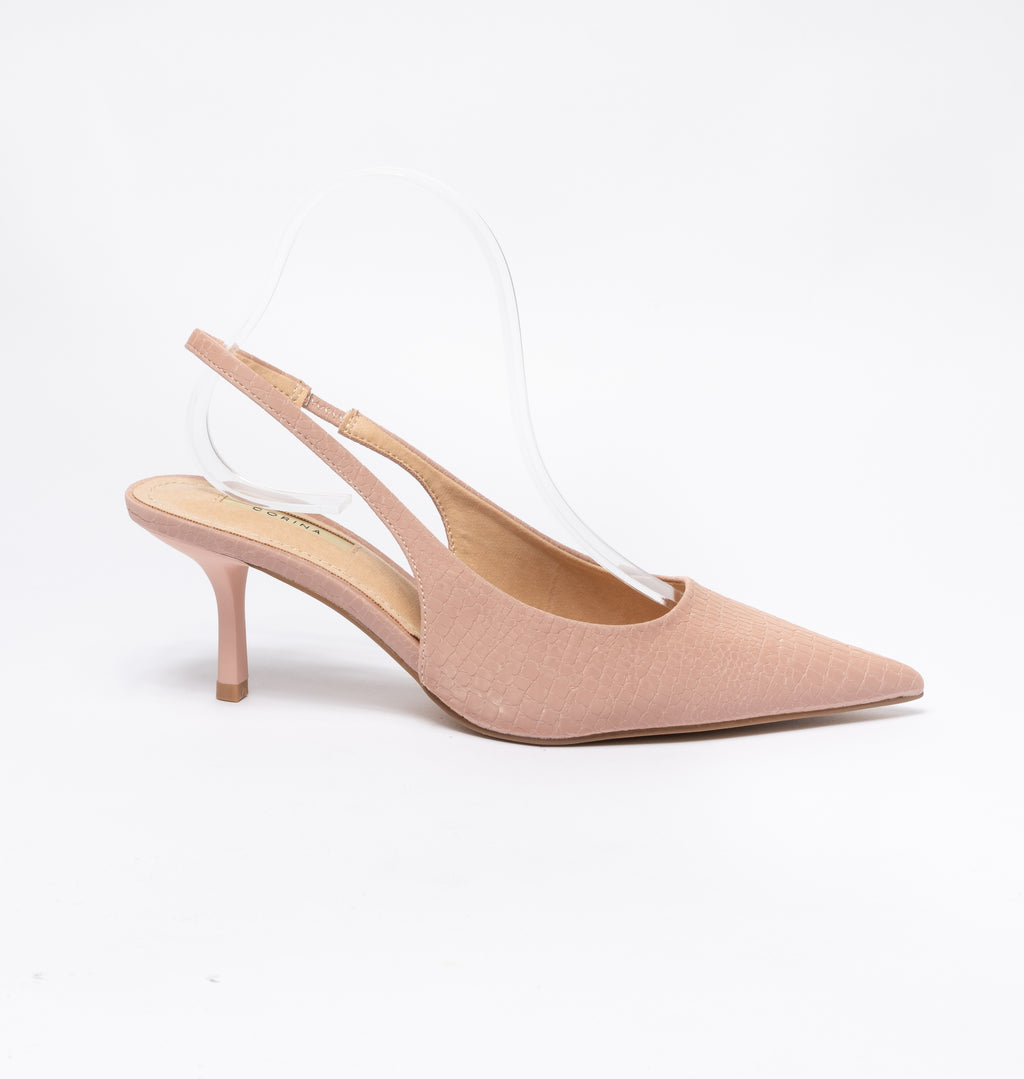 Scarpe donna a punta slingback pitonata - Rosa