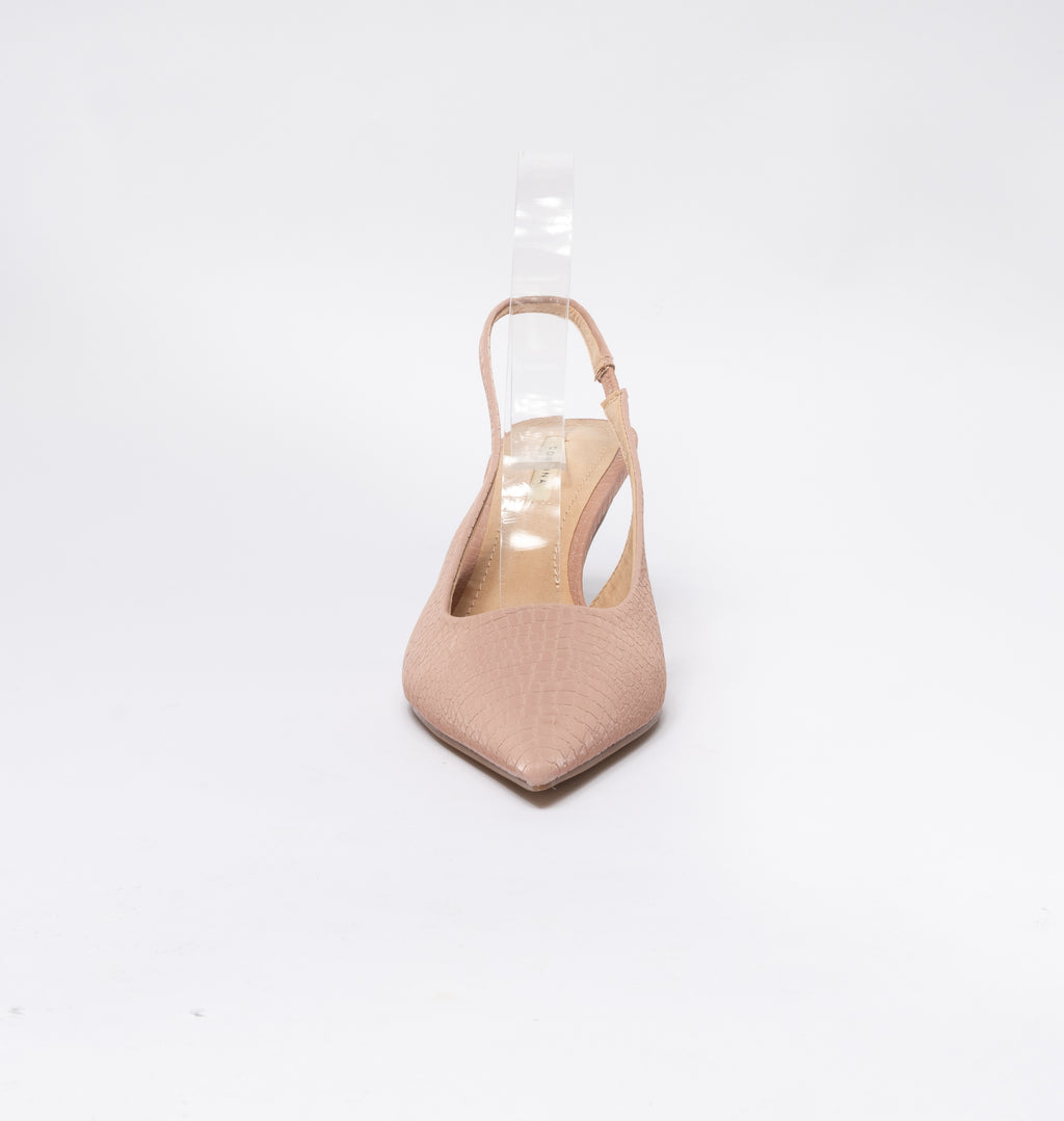 Scarpe donna a punta slingback pitonata - Rosa