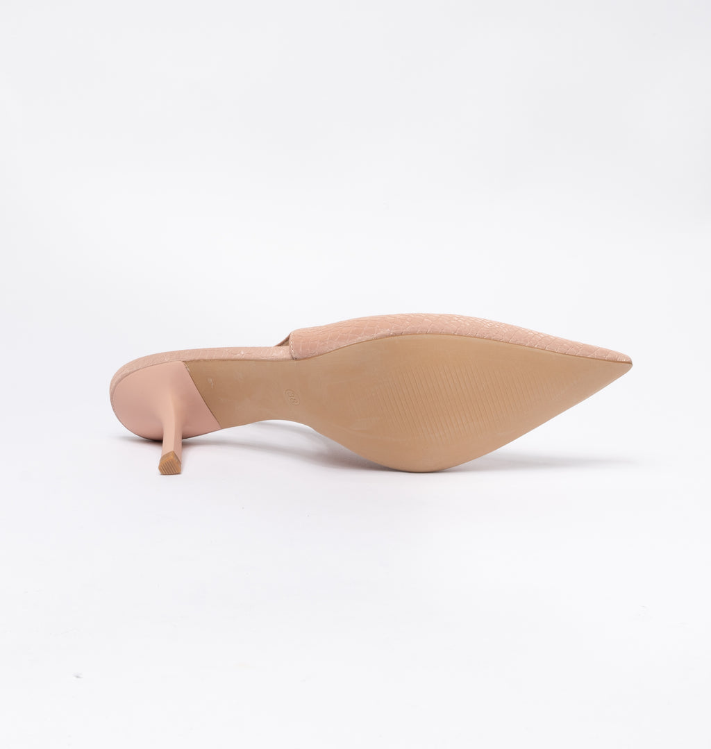 Scarpe donna a punta slingback pitonata - Rosa