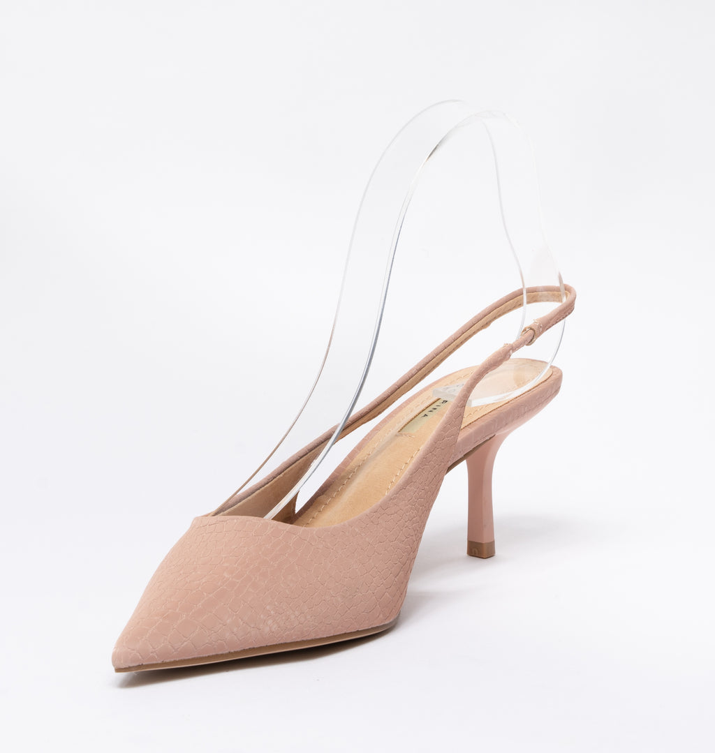 Scarpe donna a punta slingback pitonata - Rosa