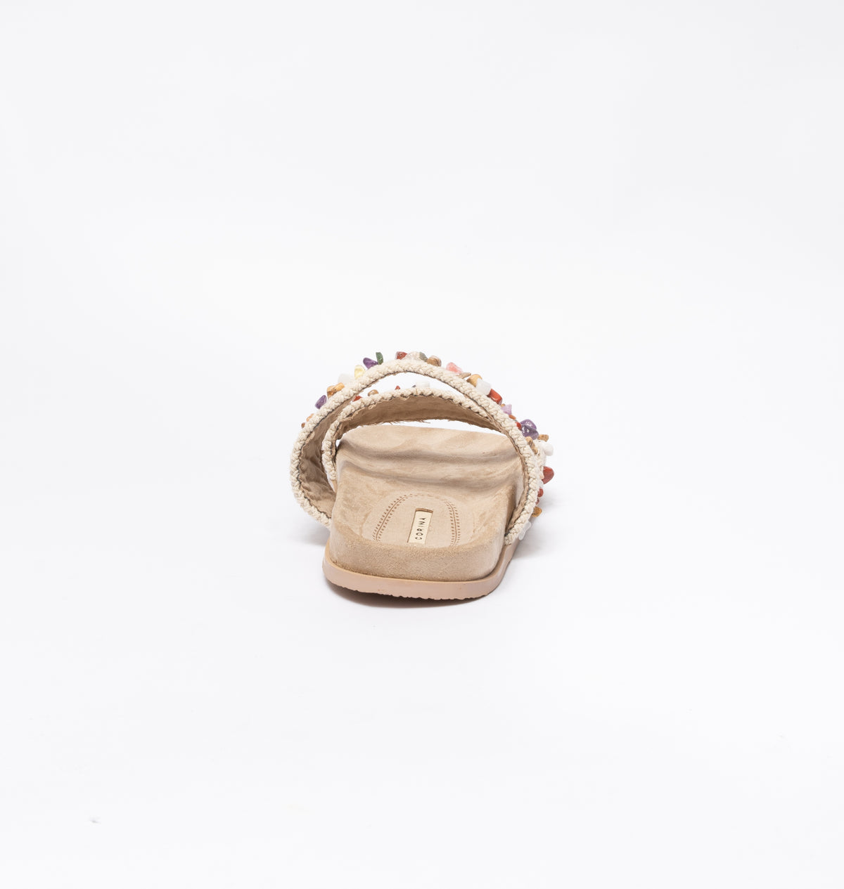 Sandali doppia fascia con pietre - beige