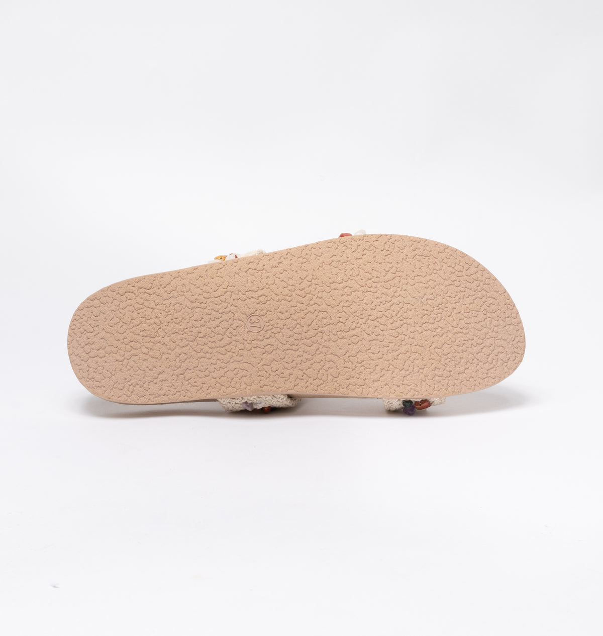 Sandali doppia fascia con pietre - beige