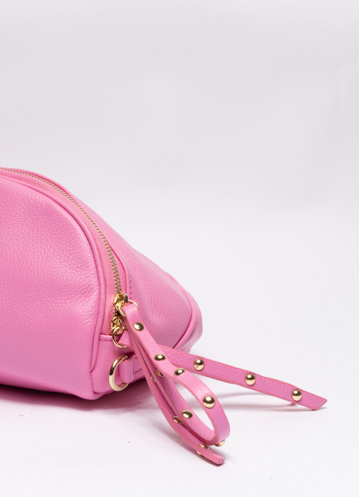 Borsa in vera pelle con borchie dorate modello marsupio - Rosa