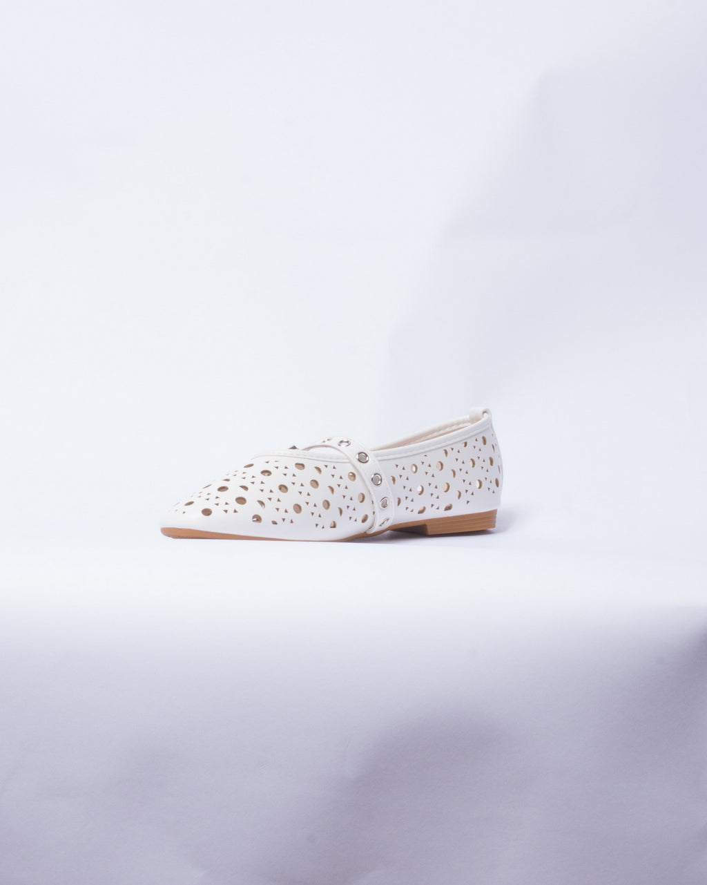 Ballerina Donna in Ecopelle con Fibbia - Bianco